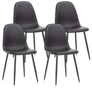 Set 4 Sedie 44x50x85 cm in Similpelle Nero