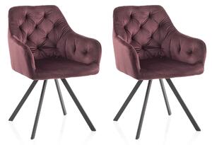 Set 2 Sedie Imbottite 58x57x84 cm in Velluto Rosso