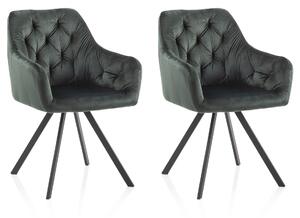 Set 2 Sedie Imbottite 58x57x84 cm in Velluto Verde