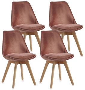 Set 4 Sedie 48,5x47x81,5 cm in Velluto Rosa