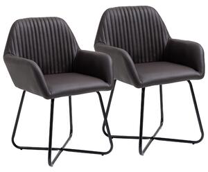 Set 2 Sedie Imbottite 60x56,5x85 cm in Similpelle Marrone