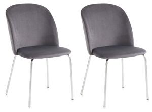 Set 2 Sedie 45x47x85 cm in Velluto Grigio