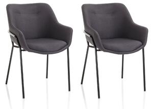Set 2 Sedie Imbottite 80x54x84 cm in Tessuto Nero