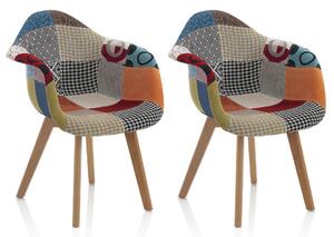 Set 2 Sedie 65x56x81,5 cm in Tessuto Patchwork