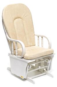 Poltrona a Dondolo 68x50x107 cm in Legno Massello con Cuscino Avorio