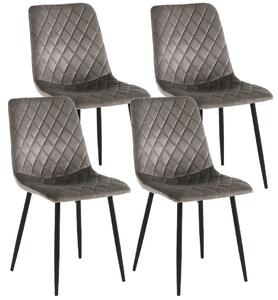 Set 4 Sedie 44x50x88 cm in Velluto Grigio