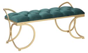 Panca Glam Luxy Verde 103x43x47 cm in Ferro e MDF e Spugna e Poliestere Verde e Oro