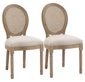 Set 2 Sedie Imbottite 49x56x96 cm in Legno e Tessuto Bianche