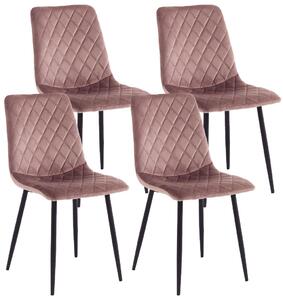 Set 4 Sedie 44x50x88 cm in Velluto Rosa