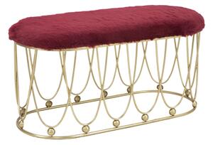 Panca Amelie Bordeaux 91,5x40,5x46 cm in Ferro e Spugna e Poliestere Bordeaux e Oro