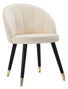 Sedia Loty Crema 57x58x80 cm in Legno e Velluto Crema, Oro e Nero
