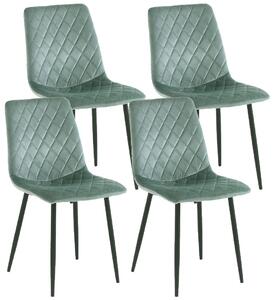 Set 4 Sedie 44x50x88 cm in Velluto Acquamarina