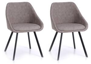 Set 2 Sedie 51x44x77 cm in Similpelle Tortora