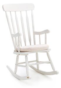 Poltrona a Dondolo 78x56x108 cm in Legno Massello con Cuscino Beige