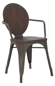 Set 2 Sedie 54x51x83 cm Harlem in Ferro e Legno Naturale e Grigio