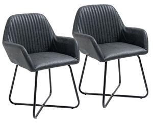 Set 2 Sedie Imbottite 60x56,5x85 cm in Similpelle Nere