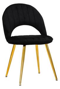 Set 2 Sedie Imbottite 52x48x78 cm in Tessuto Velluto Flex Nero e Oro