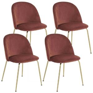 Set 4 Sedie Imbottite 49x52x79 cm in Velluto Bronzo e Oro
