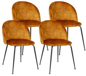 Set 4 Sedie Imbottite 45x55x79 cm in Velluto Caramello