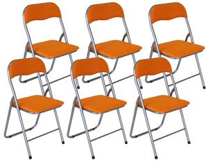 Set 6 Sedie Pieghevoli 45x45x80 cm in Tessuto Arancione