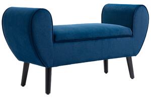 Panca Pouf Contenitore Imbottita 118x42x66 cm in Tessuto Blu