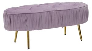 Panca Ovally Rosa 102x40,5x42 cm in Legno e Velluto Rosa e Oro