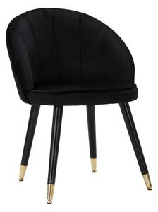 Sedia Loty Nera 57x58x80 cm in Legno e Velluto Nero e Oro
