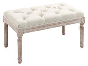 Panca Fondo Letto Imbottita 80x40x41 cm in Legno Ottomana Beige