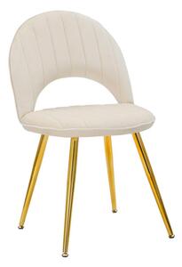 Set 2 Sedie Imbottite 52x48x78 cm in Tessuto Velluto Flex Crema e Oro