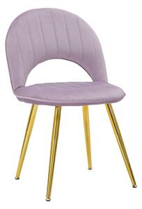 Set 2 Sedie Imbottite 52x48x78 cm in Tessuto Velluto Flex Rosa e Oro