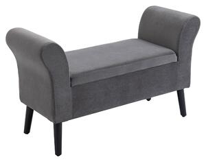 Panca Pouf Contenitore Imbottita 111,5x41x65 cm in Tessuto Grigio
