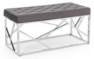 Panca Rayan Velluto Grigio 97x44 in Tessuto effetto Velluto Grigio