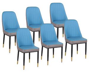 Set 6 Sedie Imbottite 45x42x92 cm in Similpelle Blu