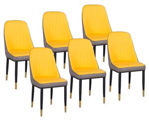 Set 6 Sedie Imbottite 45x42x92 cm in Similpelle Gialli