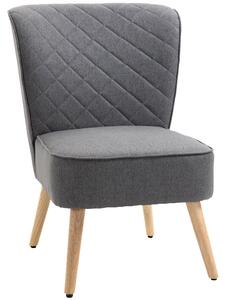 Sedia Imbottita 61x69x85 cm in Tessuto Effetto Lino Grigio Chiaro