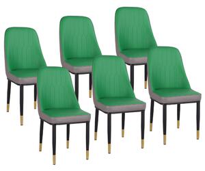 Set 6 Sedie Imbottite 45x42x92 cm in Similpelle Verdi