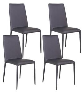 Set 4 Sedie 40x42xH96 cm in Similpelle Cleo Grigio Scuro