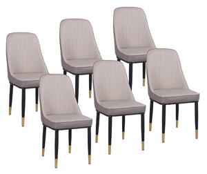 Set 6 Sedie Imbottite 45x42x92 cm in Similpelle Tortora