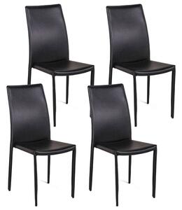 Set 4 Sedie 42x41xH95 cm in Similcuoio Kitty Nero