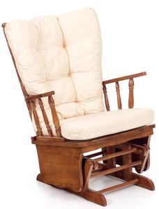 Poltrona a Dondolo in Legno Massello con Cuscino Dallas Beige