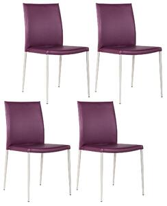 Set 4 Sedie 41,5x44xH85 cm in Similpelle Minnie Viola