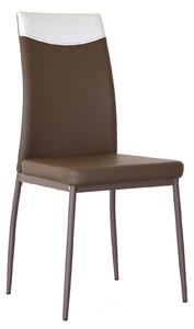 Sedia Jet 50x44x96 cm in Similpelle Cappuccino Jet con Fascia Bianca