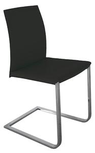 Set di 2 Sedie in Cuoio Nero e Metallo