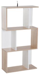 Libreria da Parete Moderna con 3 Ripiani Legno Naturale e Bianco 60x24x111.4 cm