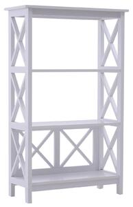 Libreria Scaffale da Parete a 3 Ripiani in Legno Bianco 70x30x113 cm