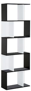 Libreria da Muro Moderna 5 Ripiani in Legno Bianco e Nero 60x24x1184.5 cm