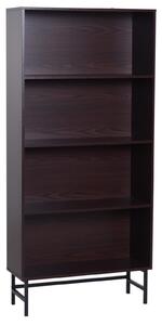 Libreria 4 Ripiani con Struttura in Acciaio Caffè Scuro 80x29.5x180 cm