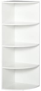 Libreria ad Angolo da Parete e Muro con 4 Ripiani in Legno Bianco 39.5x39.5x120 cm