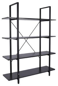 Libreria Scaffale a 4 ripiani aperti stile industriale in acciaio Nero 105x33.8x138 cm