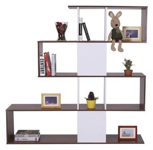 Libreria di Design Moderna Mobili Ufficio Scaffale Bianco e Noce 144x30x125 cm